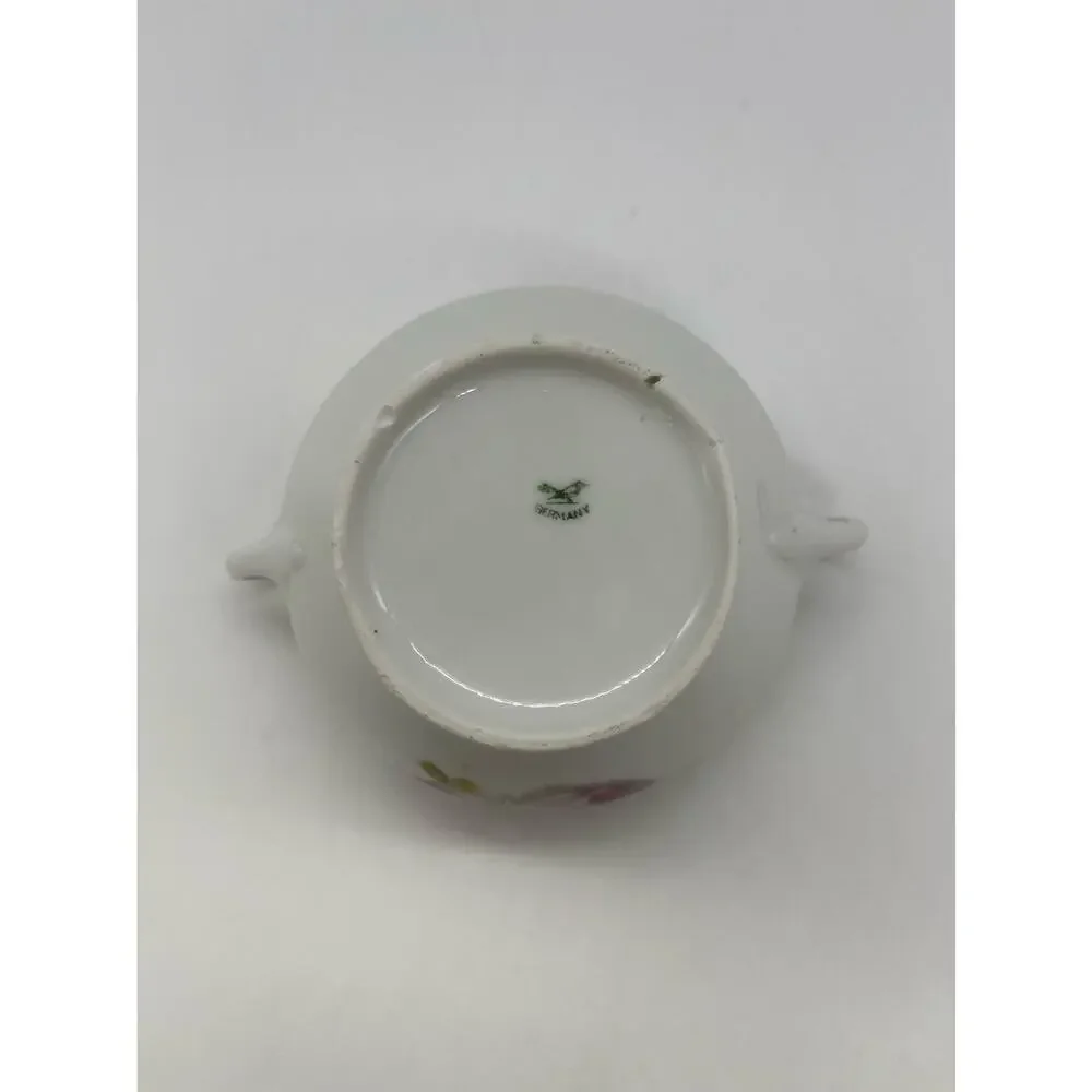 Vintage Iridescent German Sugar Bowl w/ Lid Floral Design Made in Germany